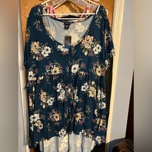 Navy blue floral babydoll tunic